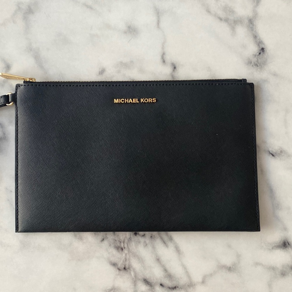 Michael Kors black envelope bag.